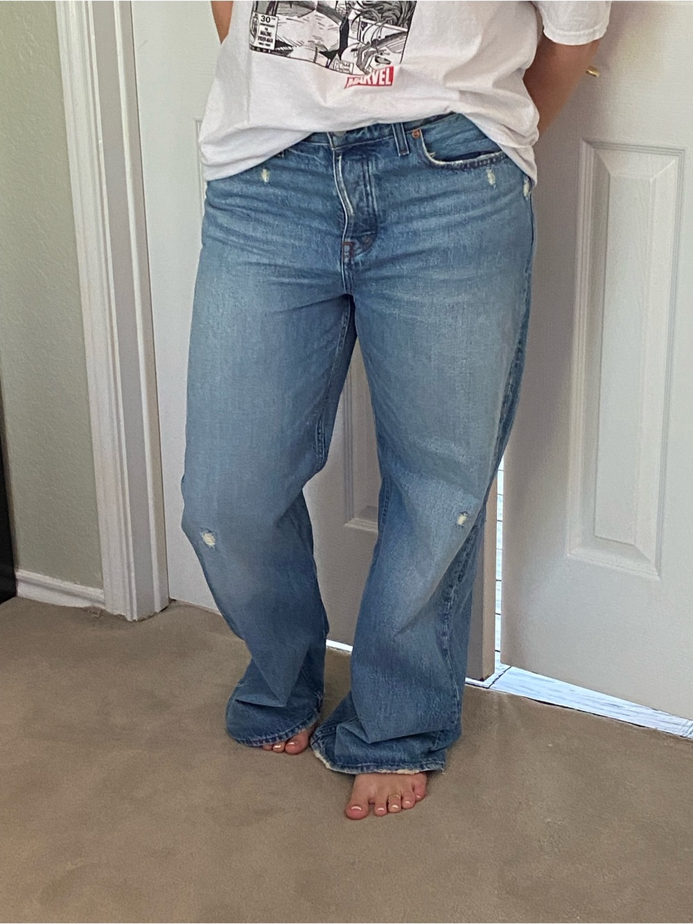 Madewell Low Slung Blue Wide Leg Baggy Jeans size 29